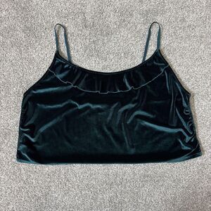 Mentionables Shirt Womens 2X Teal Velvet Cami Crop Tank Top Lightweight Flirty